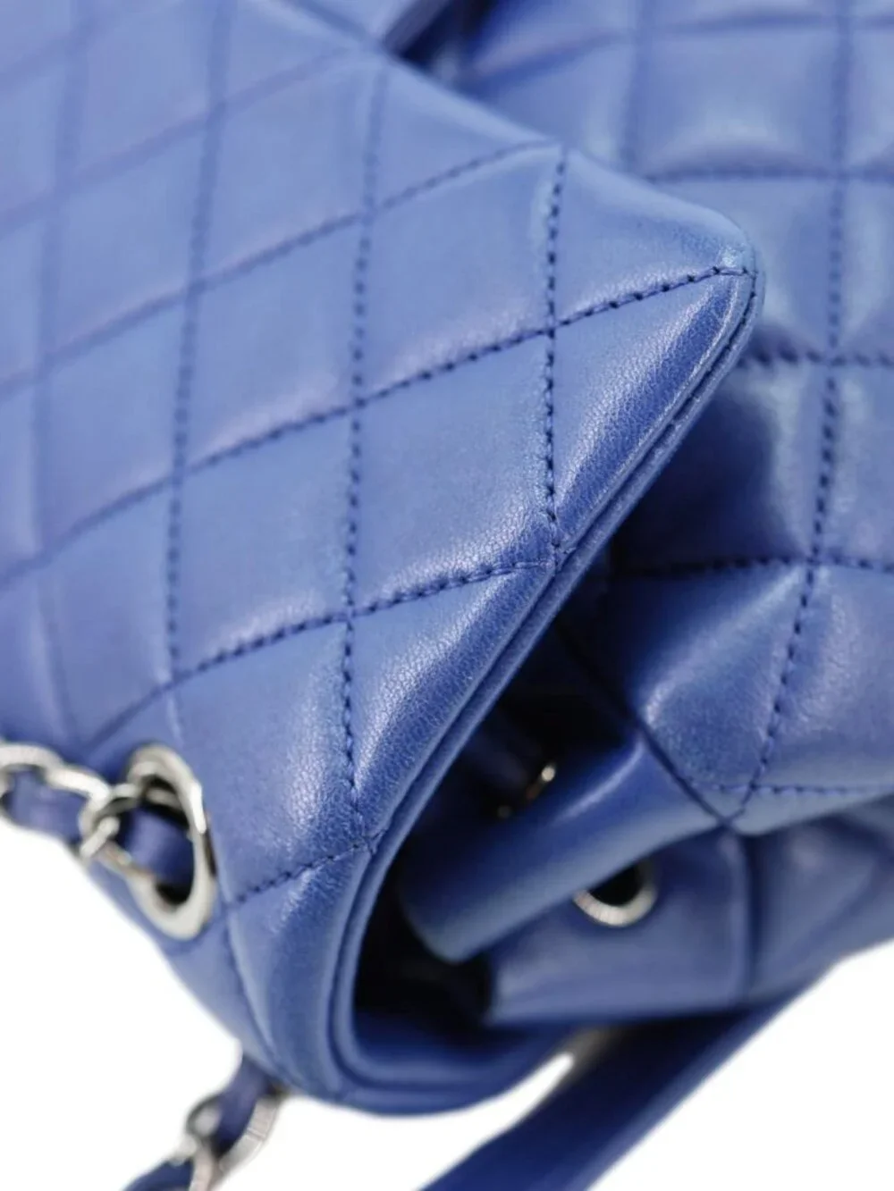 Chanel Urban Spirit Quilted Lambskin Leather Backpack Bag Blue
